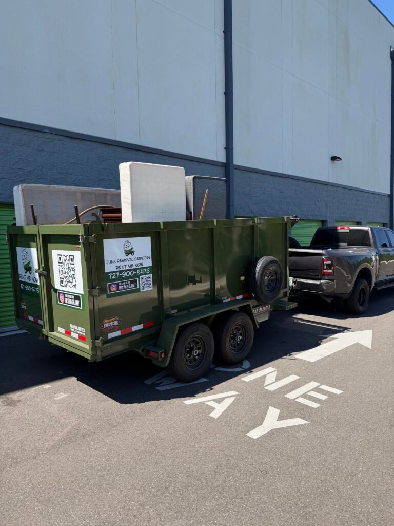 Full trailer loaded with junk after residential cleanout by No More Junk in New Port Richey, FL
