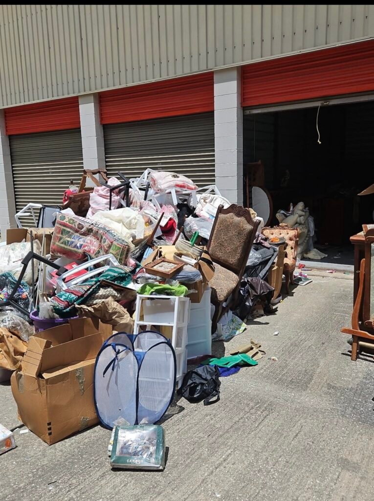 Full storage unit cleanout completed by No More Junk in Tarpon Springs, Florida, removing furniture, boxes, household items, and unwanted clutter.